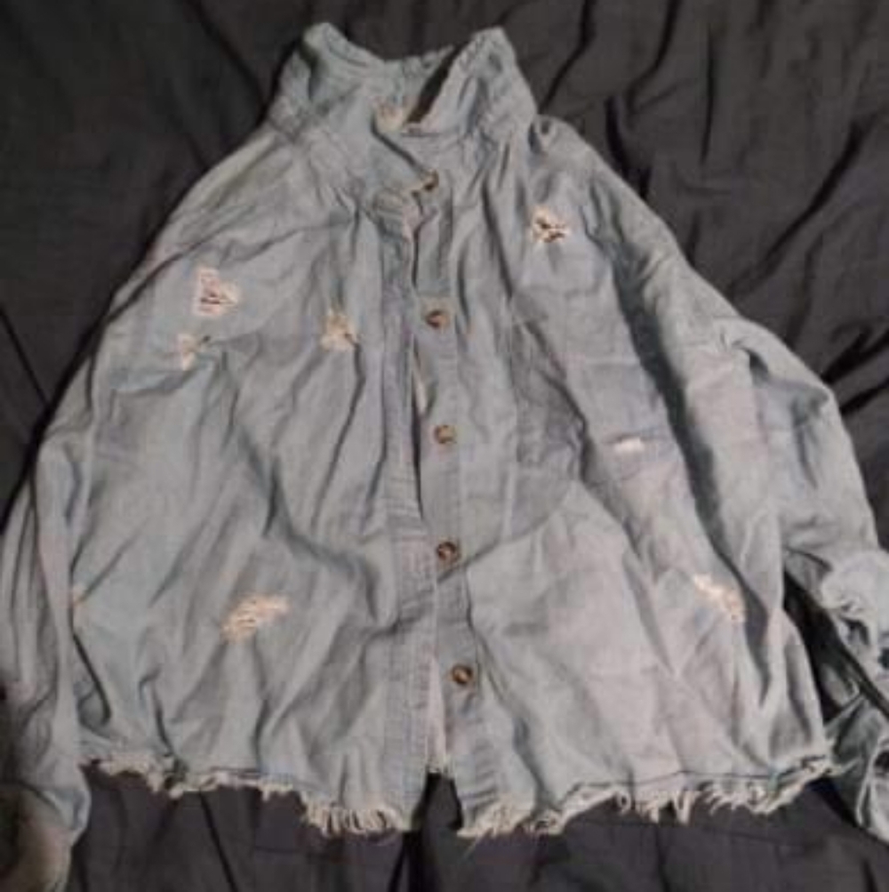 Charlotte Russe Light Blue Distressed Jean Jacket